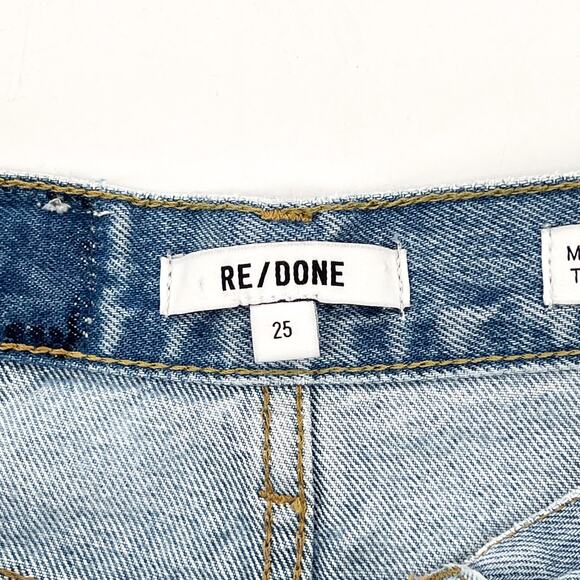 RE/DONE 70s Bootcut Jeans Light Worn 7 Distressed Knee Light Wash Cotton Size 25 - Picture 4 of 7